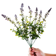 12 Inch Faux Lavender Bush 7 Stems Artificial Silk Plants for Outdoor Landscaping Bulk
