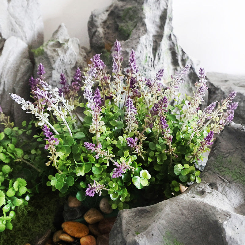 12 Inch Faux Lavender Bush 7 Stems Artificial Silk Plants for Outdoor Landscaping Bulk