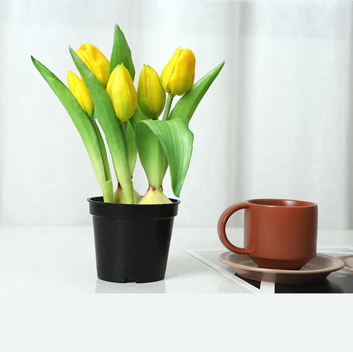 10 Pcs Artificial Silk Tulips in Pot, Lifelike Potted Tulip Bonsai, Bulk Wholesale