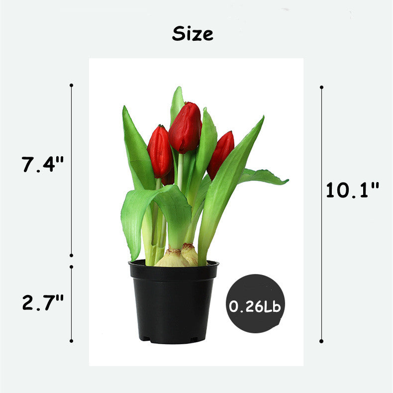 10 Pcs Artificial Silk Tulips in Pot, Lifelike Potted Tulip Bonsai, Bulk Wholesale