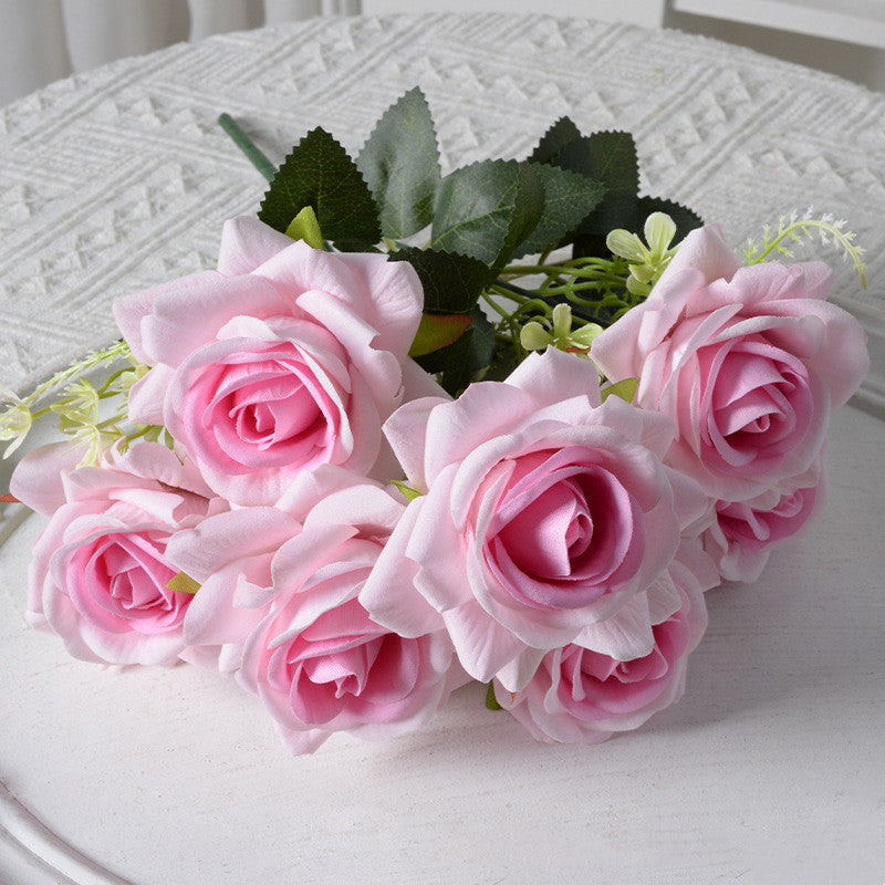 13.5 Inch Artificial Silk Rose Bush Bouquet, Bulk Wholesale, Faux Flower Stems