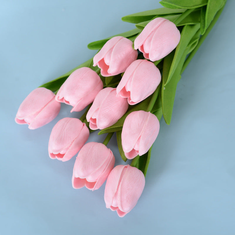 20 Packs 13.5 Inch Artificial Tulip Stems, Lifelike PU Silk Flowers for Spring Centerpieces, Easter Decor, Vase Arrangements