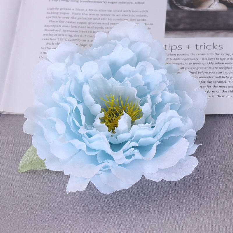 2 Pcs Artificial Faux Peony Flower Heads for Crafts, Bulk Pack