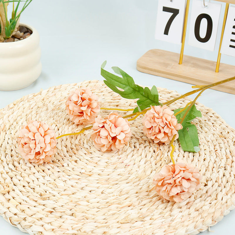19.6 Inch Artificial Chrysanthemum Pom Ball Flower Branches Bulk Quantity