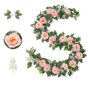 2 Pcs 13 Ft Artificial Eucalyptus Garland with Silk Roses for Wedding Party Decor