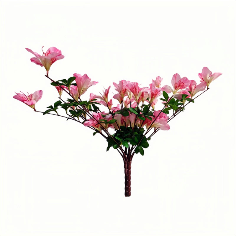 2 Pcs Artificial Silk Azalea Hanging Flowers, Realistic Faux Blooms, UV Resistant, No Fade, for Home Garden Balcony Yard