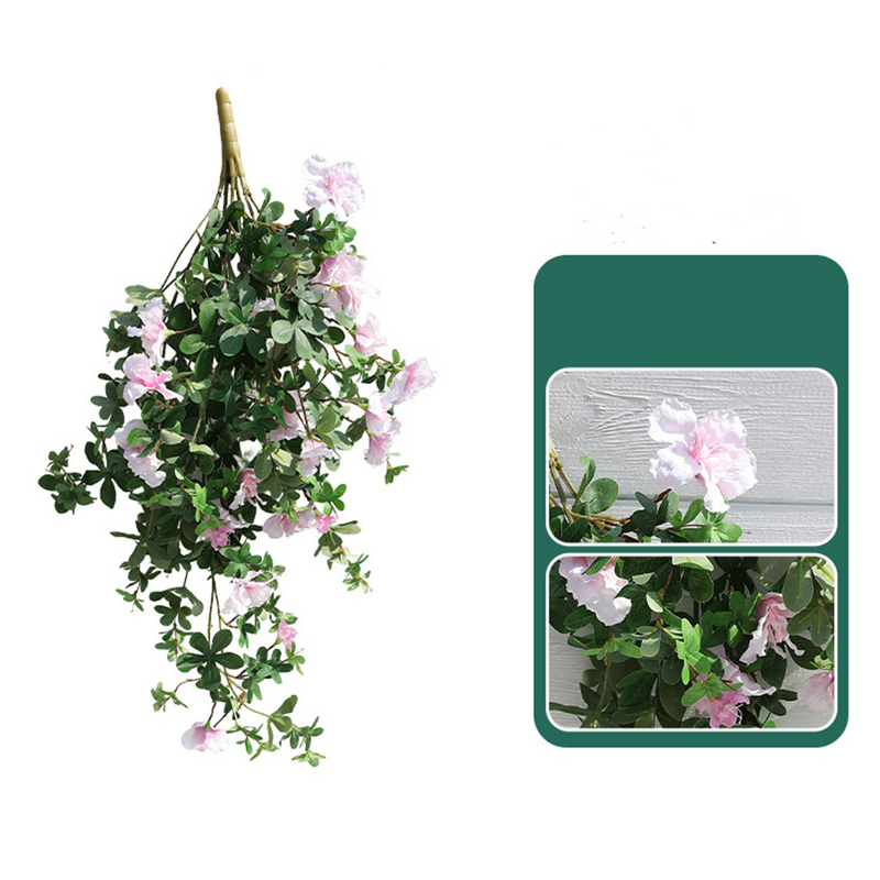40 Inch Faux Hanging Azalea Bush Flowers UV Resistant Outdoor Artificial Plant