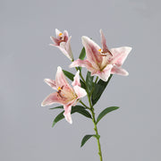 33 Inch Artificial Lilies Spray Stems, 6 Pcs Real Touch Retro Style Silk Flowers