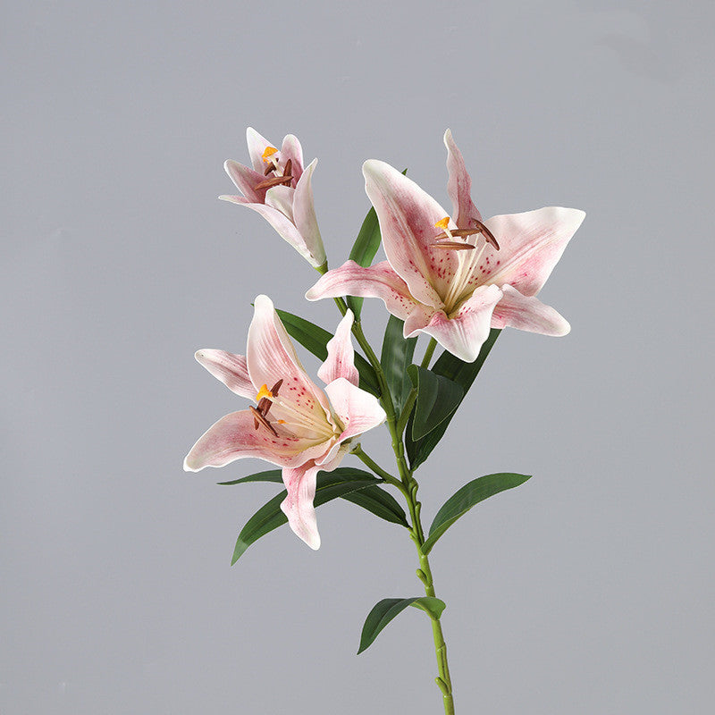 33 Inch Artificial Lilies Spray Stems, 6 Pcs Real Touch Retro Style Silk Flowers