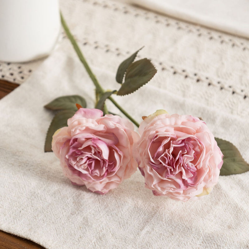 Realistic Silk Austin Roses Burnt Edge Artificial Flowers 12 Inch 10 Pcs for Wedding Arch Home Decoration Table Arrangements