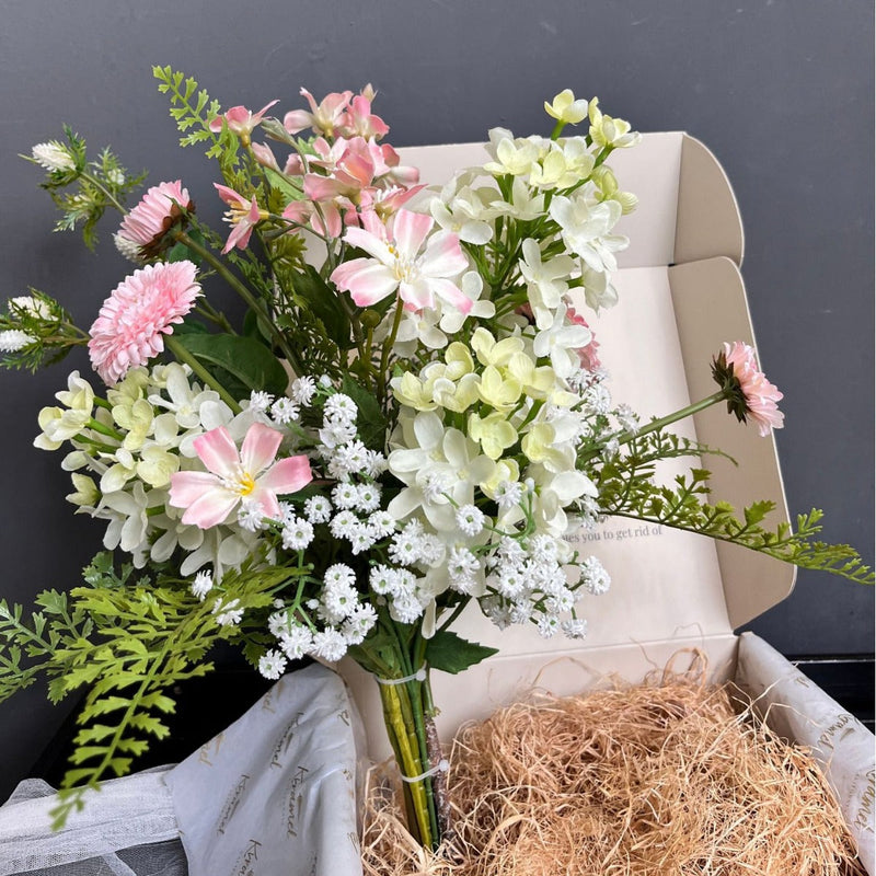 29.5 Inch Silk Mum Spray Euryops Stems 6 Pcs Artificial Autumn Floral Decoration