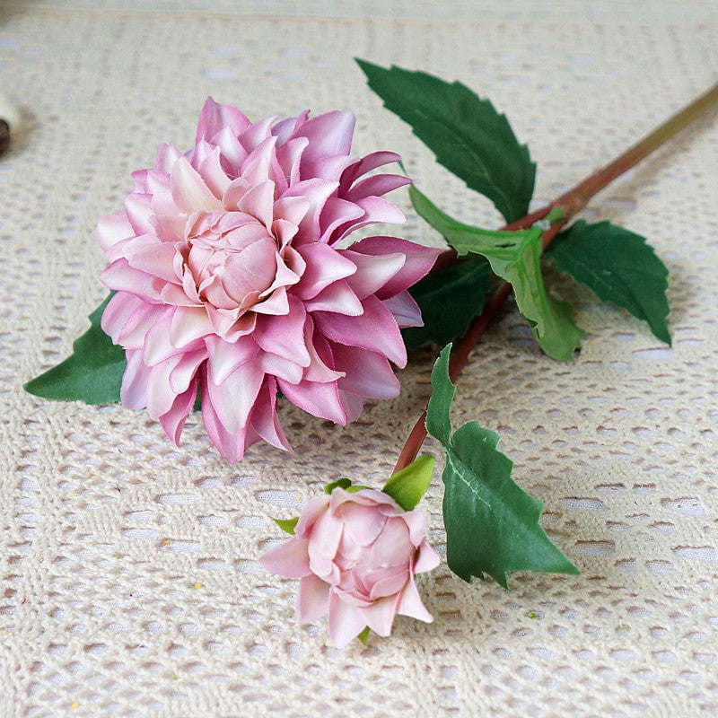 21 Inch Artificial Purple Dahlia Stems 10 Pcs Bulk Autumn Flowers Decoration
