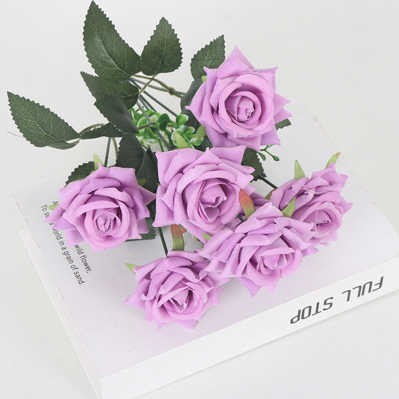 11 Colors 14 Inch Velvet Artificial Rose Bush Stems Bulk 11 Pcs Silk Flowers