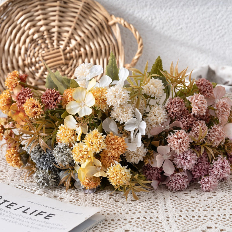11 Inch Lilac Silk Flower Bush Bouquet, 1 Pc, Autumn Fall Artificial Floral Arrangement