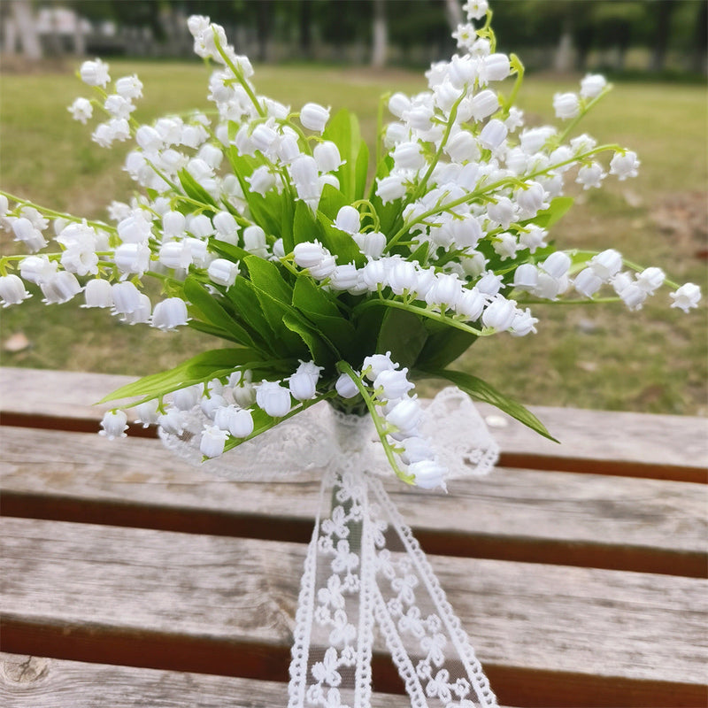 7 Inch Lily of the Valley Bridesmaid Bouquet 10 Pcs Artificial Wedding Flowers Bulk