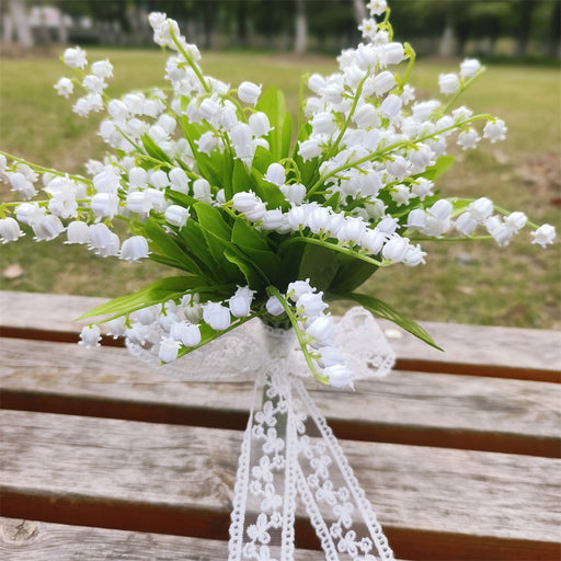 7 Inch Lily of the Valley Bridesmaid Bouquet 10 Pcs Artificial Wedding Flowers Bulk