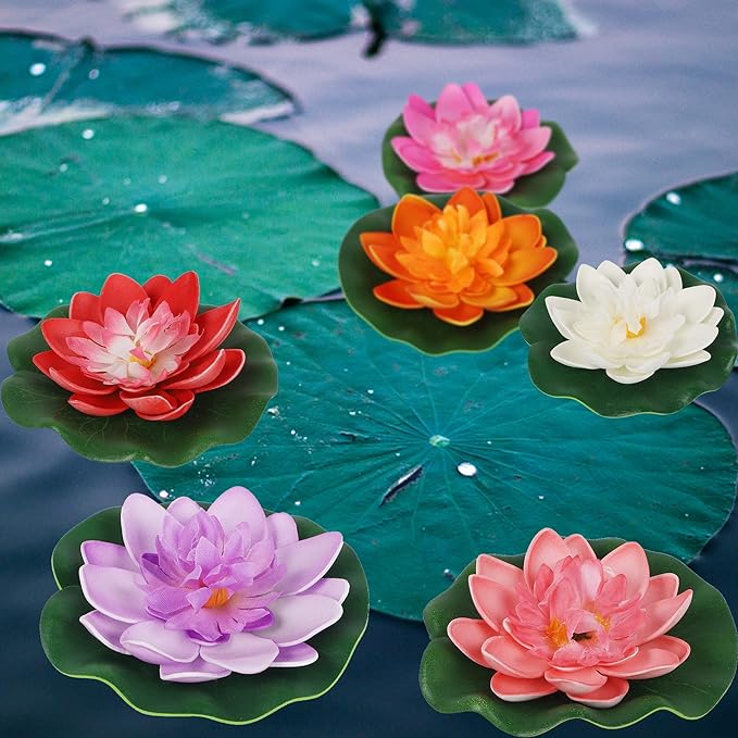 7 Inch Artificial Lily Lotus Floating Pads for Ponds, Bulk Quantity, Outdoor Use