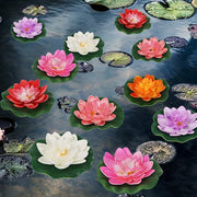 7 Inch Artificial Lily Lotus Floating Pads for Ponds, Bulk Quantity, Outdoor Use