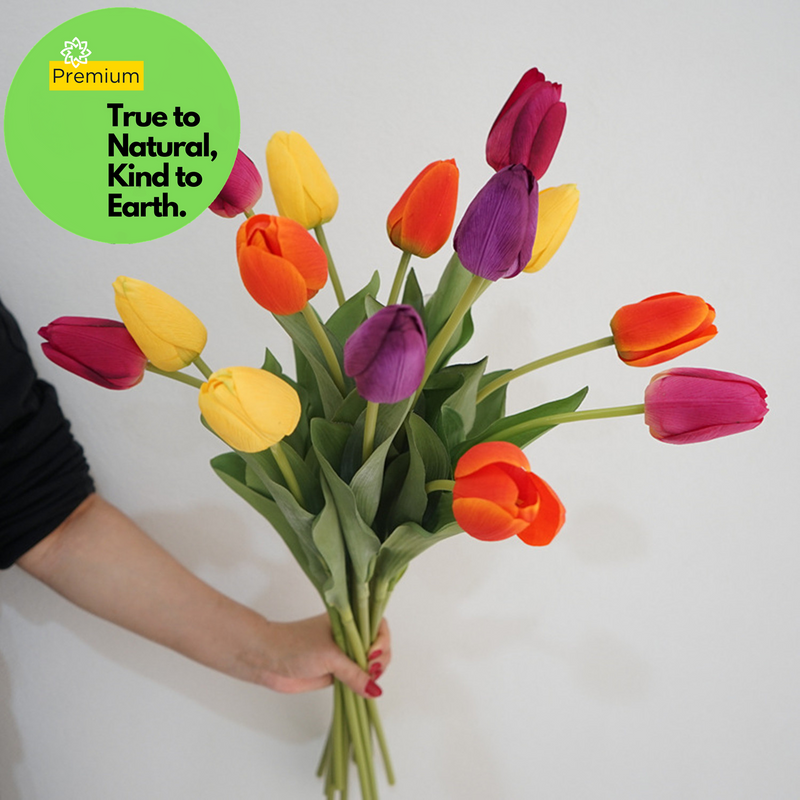 Real Touch Tulip Bud Stem, 12 Inch, Artificial Silk Flower
