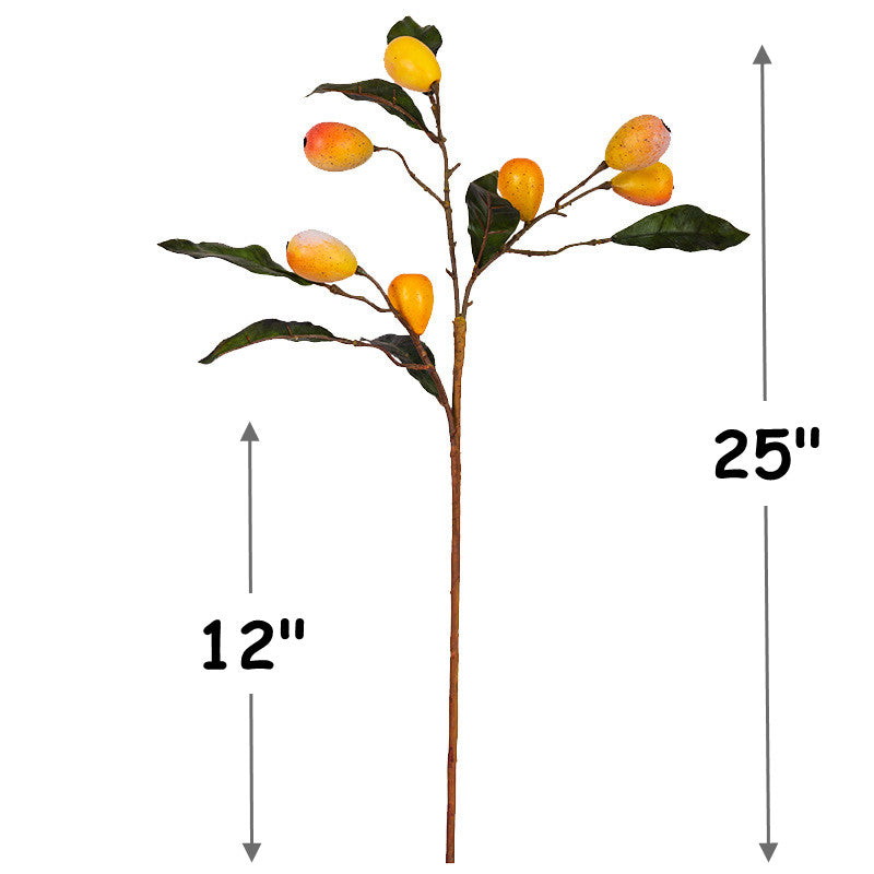 25 Inch Artificial Loquat Stems Spray Branches Twigs Bulk 25 Pcs