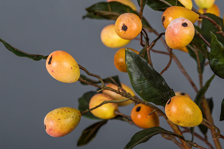 25 Inch Artificial Loquat Stems Spray Branches Twigs Bulk 25 Pcs