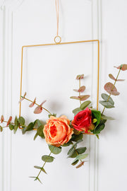 Floral Gold Hoop Wreath Set of 3 Hanging Wall Decor Garland Boho Style