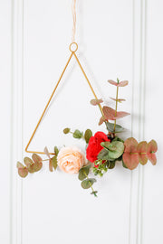 Floral Gold Hoop Wreath Set of 3 Hanging Wall Decor Garland Boho Style