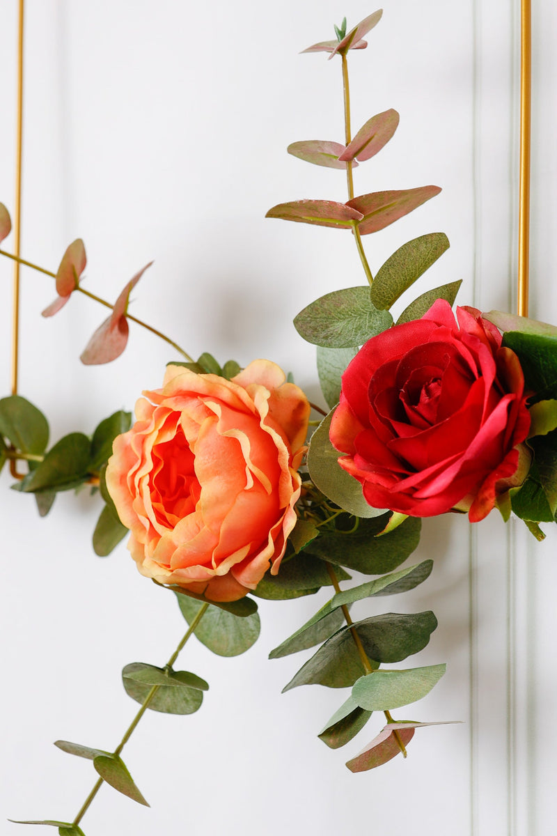 Floral Gold Hoop Wreath Set of 3 Hanging Wall Decor Garland Boho Style