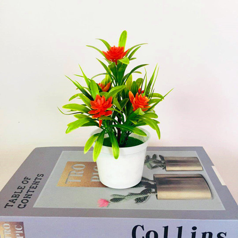 Artificial Lotus Flower Potted Plant 6 Stems Green Silk Bulk for Garden Home Bonsai Decor