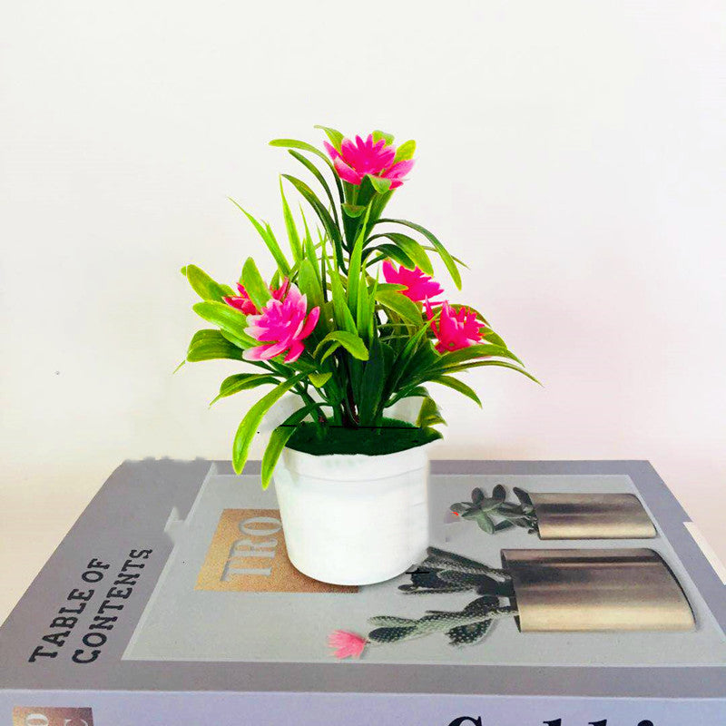 Artificial Lotus Flower Potted Plant 6 Stems Green Silk Bulk for Garden Home Bonsai Decor
