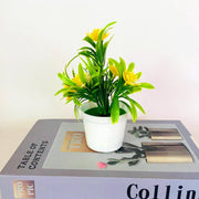 Artificial Lotus Flower Potted Plant 6 Stems Green Silk Bulk for Garden Home Bonsai Decor