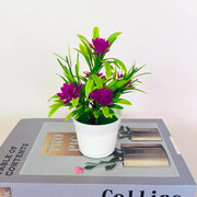 Artificial Lotus Flower Potted Plant 6 Stems Green Silk Bulk for Garden Home Bonsai Decor
