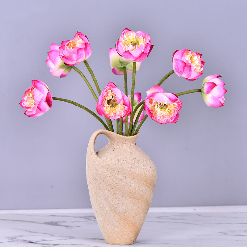 6 Pcs Artificial Lotus Flower Bouquet, 26.7 Inch Long Stems, Silk Lotus Arrangements