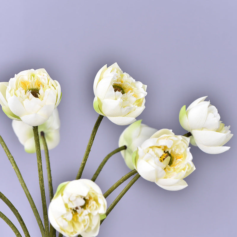 6 Pcs Artificial Lotus Flower Bouquet, 26.7 Inch Long Stems, Silk Lotus Arrangements