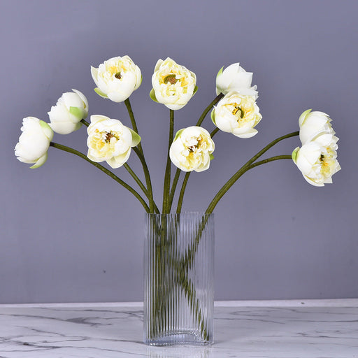 6 Pcs Artificial Lotus Flower Bouquet, 26.7 Inch Long Stems, Silk Lotus Arrangements