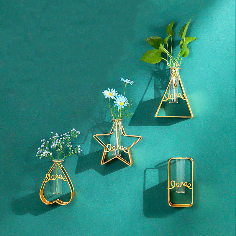 Bulk Set of 4 Tube Vases with Metal Stand Metal Table Vase Wholesale