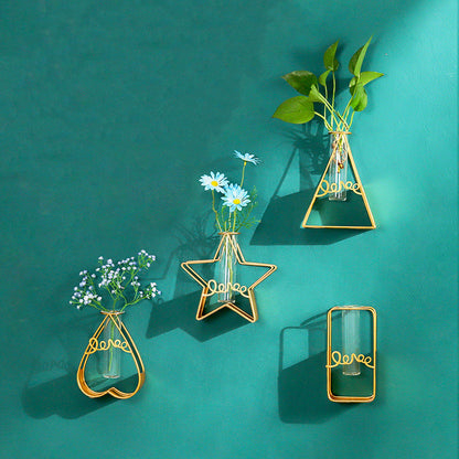 Bulk Set of 4 Tube Vases with Metal Stand Metal Table Vase Wholesale