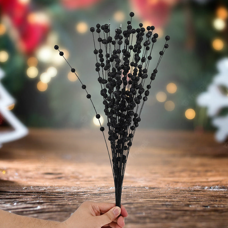 50 Stems Artificial Christmas Glitter Berry Bush Ornaments for Tree Wreath Crafts Bulk