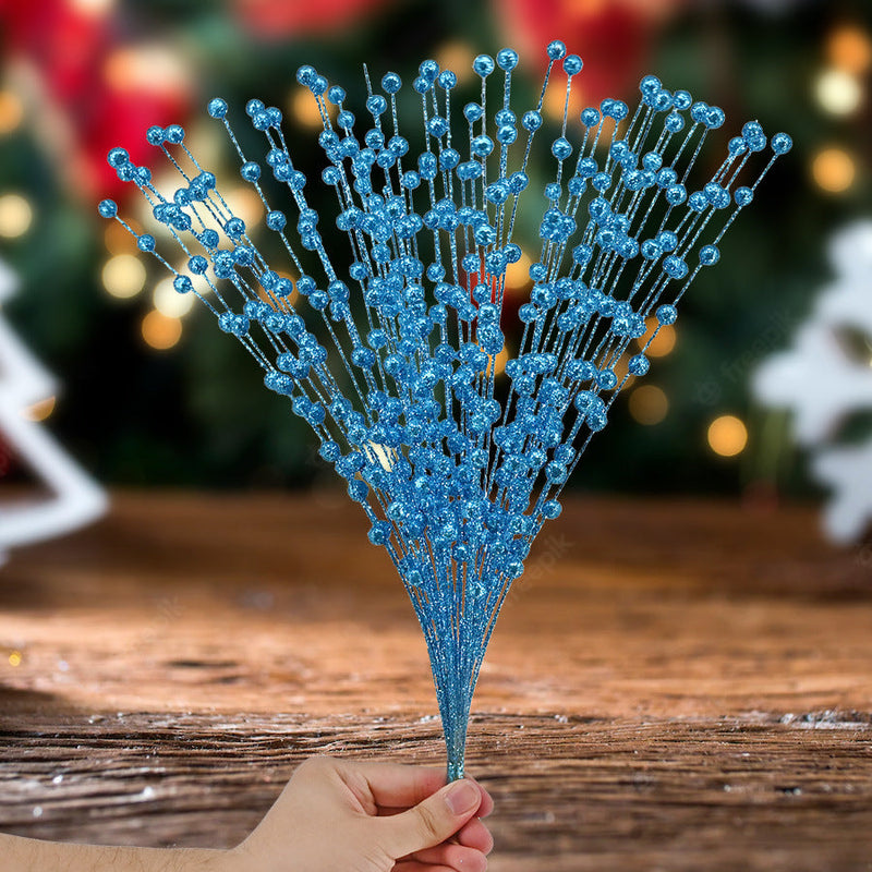 50 Stems Artificial Christmas Glitter Berry Bush Ornaments for Tree Wreath Crafts Bulk