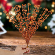 50 Stems Artificial Christmas Glitter Berry Bush Ornaments for Tree Wreath Crafts Bulk