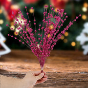 50 Stems Artificial Christmas Glitter Berry Bush Ornaments for Tree Wreath Crafts Bulk
