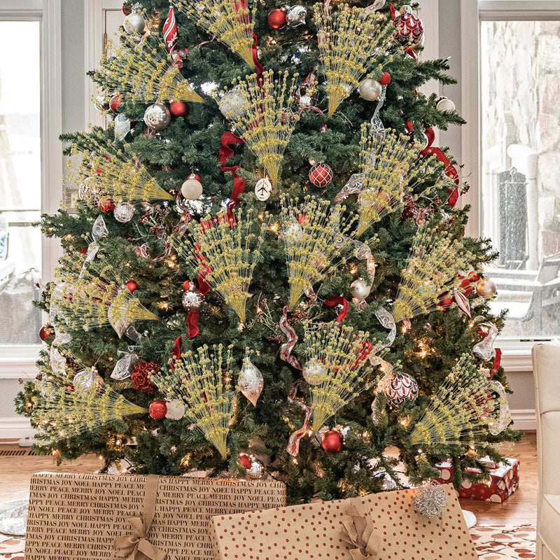 50 Stems Artificial Christmas Glitter Berry Bush Ornaments for Tree Wreath Crafts Bulk
