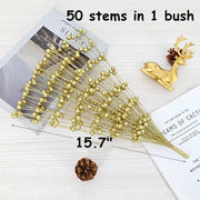 50 Stems Artificial Christmas Glitter Berry Bush Ornaments for Tree Wreath Crafts Bulk