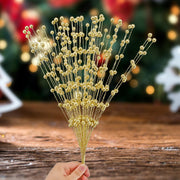 50 Stems Artificial Christmas Glitter Berry Bush Ornaments for Tree Wreath Crafts Bulk