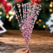 50 Stems Artificial Christmas Glitter Berry Bush Ornaments for Tree Wreath Crafts Bulk