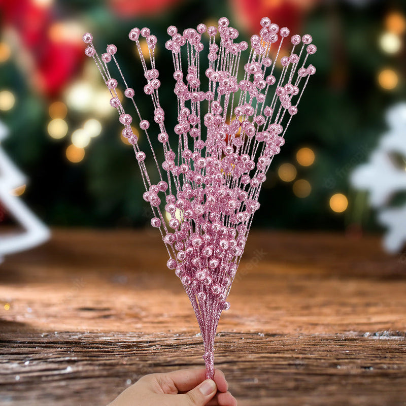 50 Stems Artificial Christmas Glitter Berry Bush Ornaments for Tree Wreath Crafts Bulk