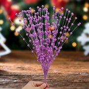 50 Stems Artificial Christmas Glitter Berry Bush Ornaments for Tree Wreath Crafts Bulk