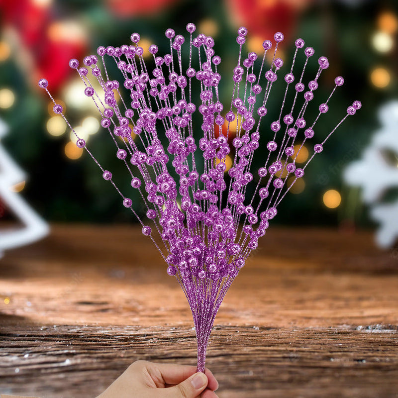 50 Stems Artificial Christmas Glitter Berry Bush Ornaments for Tree Wreath Crafts Bulk