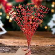 50 Stems Artificial Christmas Glitter Berry Bush Ornaments for Tree Wreath Crafts Bulk