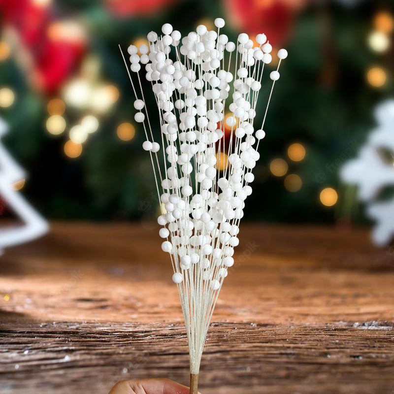 50 Stems Artificial Christmas Glitter Berry Bush Ornaments for Tree Wreath Crafts Bulk